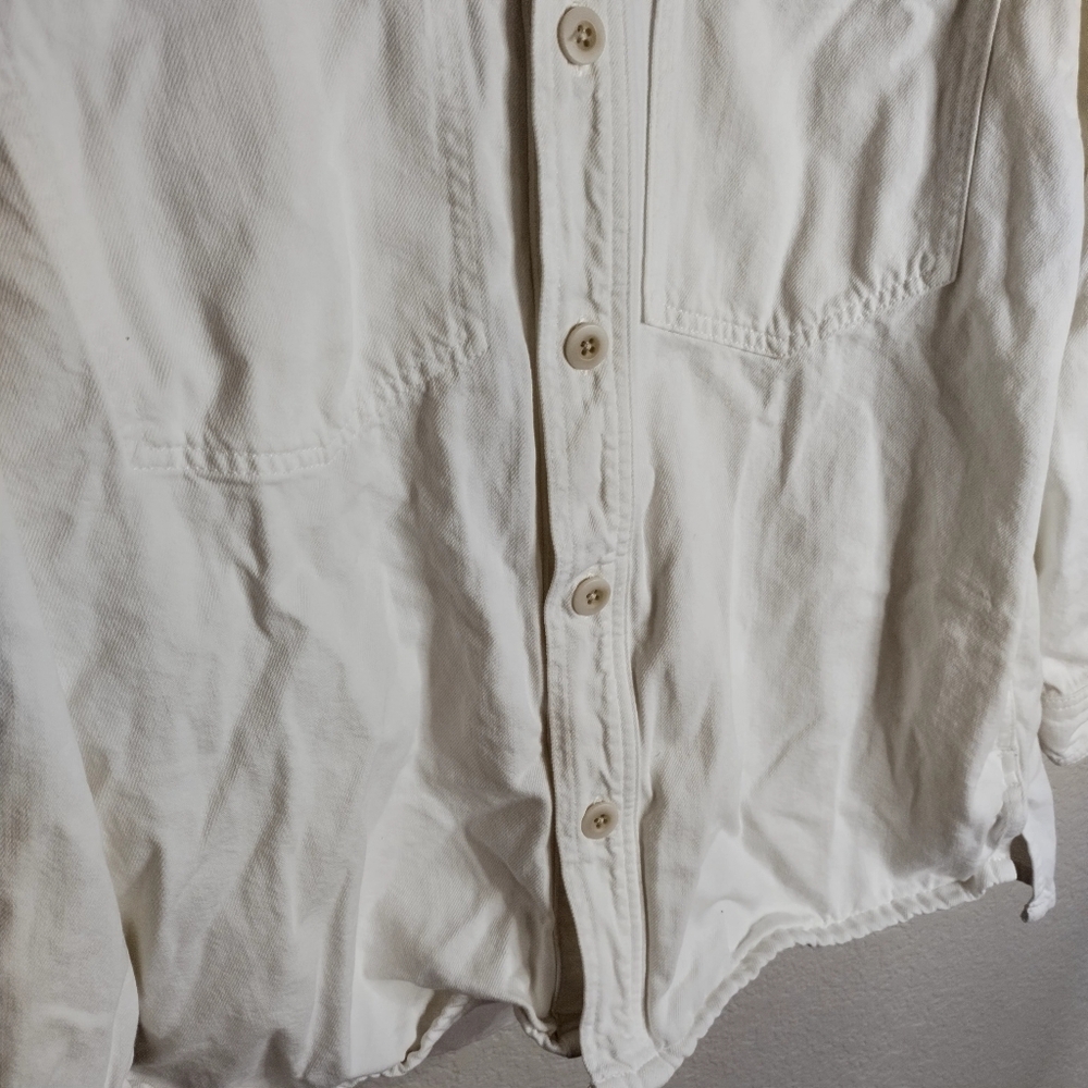 Madewell White Denim Oversized Fit Chore Jacket Sz M - Picture 4 of 9